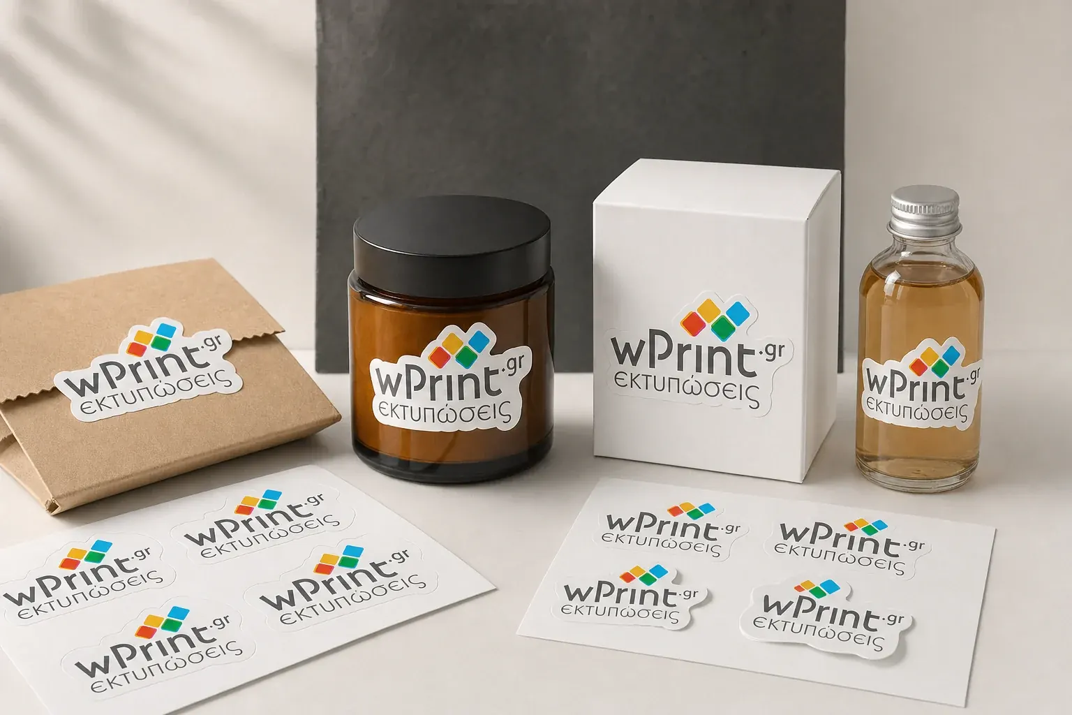 Χάρτινες και βινυλικές ετικέτες wPrint με κοπή περιγράμματος